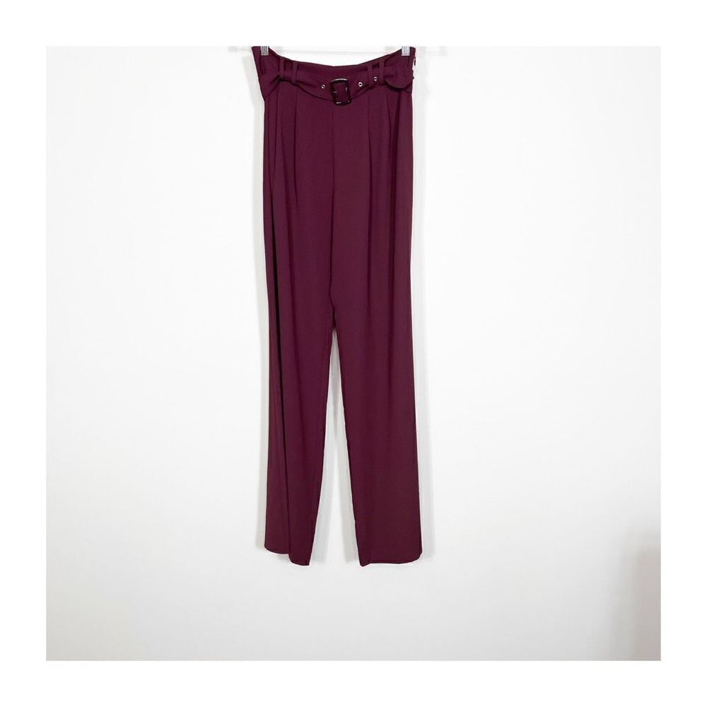 Parker Pants Womens Dress Trousers High Rise Burgundy Wine Ladies Size 6 Belt